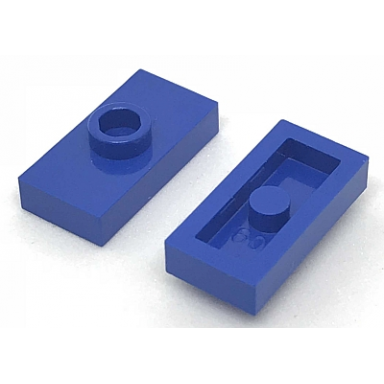 blue plate modified 1 x 2 with 1 stud without groove jumper