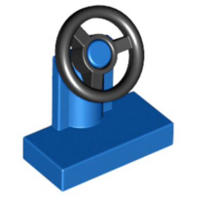 blue vehicle steering stand 1 x 2 with black steering wheel