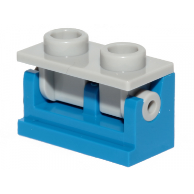 blue hinge brick 1 x 2 with light bluish gray top plate 3937 3938