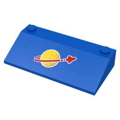blue slope 33 3 x 6 with inner walls with classic space logo small pattern
