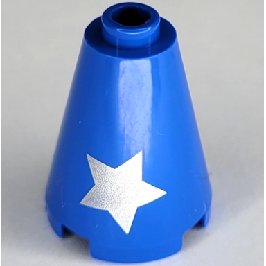 blue cone 2 x 2 x 2 - open stud with silver star pattern