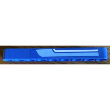 blue technic liftarm thick 1 x 9 with medium blue and white stripes pattern model left side sticker - set 8052