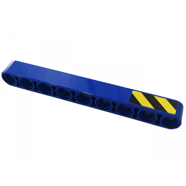 blue technic liftarm thick 1 x 9 with black and yellow danger stripes pattern side b sticker - set 42128