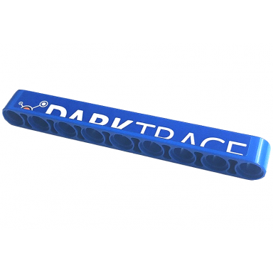 blue technic liftarm thick 1 x 9 with white darktrace top half pattern sticker - set 42141