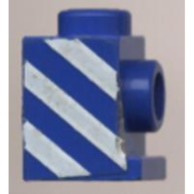 blue brick modified 1 x 1 with headlight with white diagonal stripes pattern right sticker - set 6653
