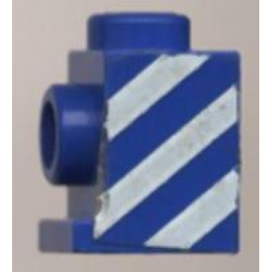 blue brick modified 1 x 1 with headlight with white diagonal stripes pattern left sticker - set 6653
