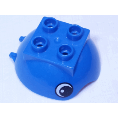 blue duplo ball tube cover with hinge 2 x 2 studs and wavy edge with eyes pattern