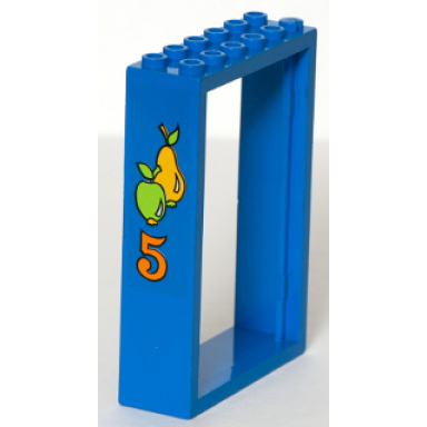 blue door frame 2 x 6 x 7 with pear apple and number 5 pattern sticker - set 3676