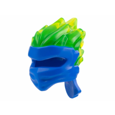 blue minifigure headgear ninjago wrap type 5 with molded trans-neon green flames pattern