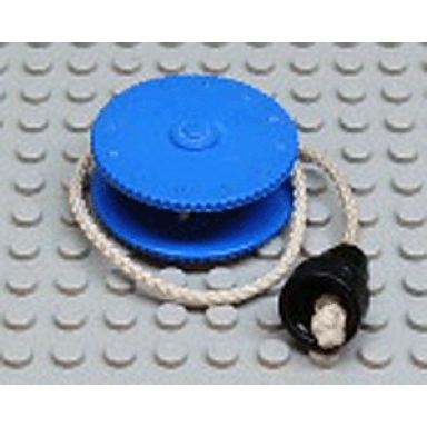 blue duplo winch drum narrow with white string and black over-the-stud-size fitting