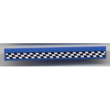 blue tile 1 x 8 with black and white checkered pattern sticker - set 8124