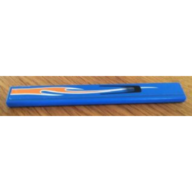 blue tile 1 x 8 with orange flame and air intake pattern model left side sticker - set 8163