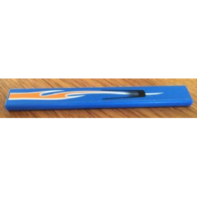 blue tile 1 x 8 with orange flame and air intake pattern model right side sticker - set 8163