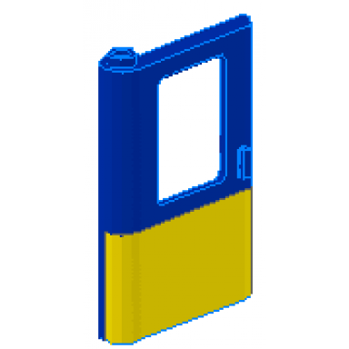 blue door 1 x 4 x 5 train left thin support at bottom with yellow bottom half pattern