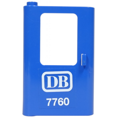 blue door 1 x 4 x 5 train left thin support at bottom with white db 7760 pattern sticker - set 7760