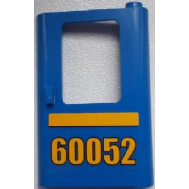 blue door 1 x 4 x 5 train right thin support at bottom with bright light orange stripe and 60052 pattern sticker - set 60052