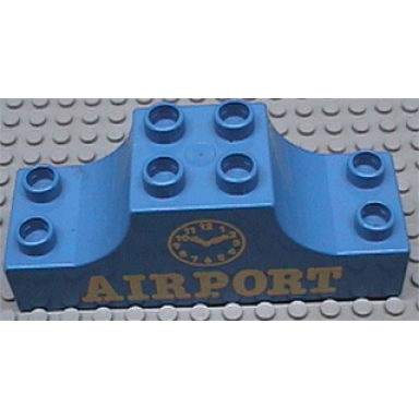 blue duplo brick 2 x 6 x 2 arch inverted double with airport clock pattern