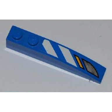 blue slope curved 6 x 1 with blue and white danger stripes and headlights pattern model left sticker - sets 7970