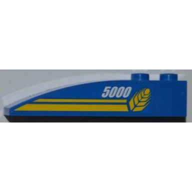blue slope curved 6 x 1 with white 5000 wheat spike and yellow lines pattern model left side sticker - set 7637