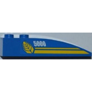 blue slope curved 6 x 1 with white 5000 wheat spike and yellow lines pattern model right side sticker - set 7637