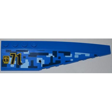 blue wedge 12 x 3 right with black 71 snake head and nnenn pattern sticker - set 7066