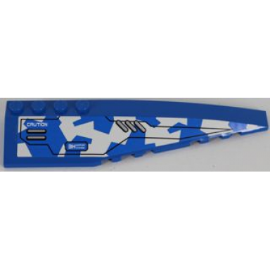 blue wedge 12 x 3 right with silver vents and caution on blue and white camouflage pattern sticker - set 8118