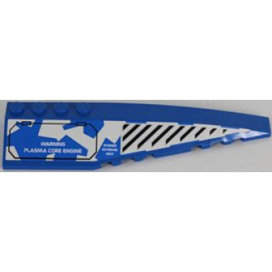 blue wedge 12 x 3 right with black vents and hatch with warning plasma core engine on blue and white camouflage pattern sticker - set 8118