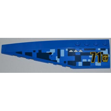 blue wedge 12 x 3 left with black 71 snake head and nnenn pattern sticker - set 7066