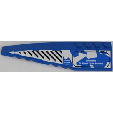 blue wedge 12 x 3 left with black vents and hatch with warning plasma core engine on blue and white camouflage pattern sticker - set 8118