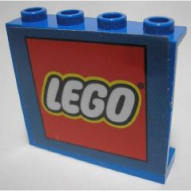 blue panel 1 x 4 x 3 - hollow studs with lego logo on blue background pattern sticker - set 3579