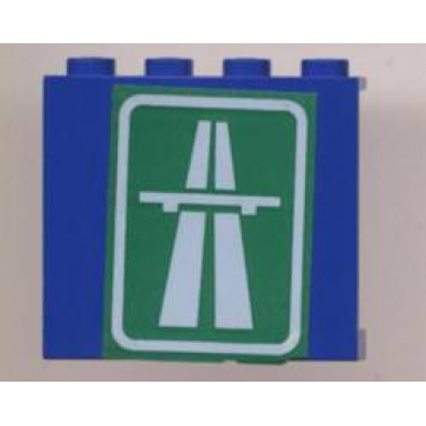 blue panel 1 x 4 x 3 with white highway on green background pattern sticker - set 6653