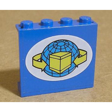 blue panel 1 x 4 x 3 with box and arrows and globe in white oval pattern sticker - set 4549