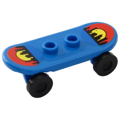 blue minifigure utensil skateboard deck with city skyline sunset pattern stickers with black wheels 42511pb01 2496 - set 7641