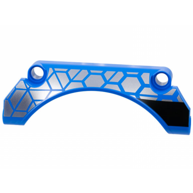 blue technic panel car mudguard arched 9 x 2 x 3 straight top with silver polygons and thick black stripe pattern model left side