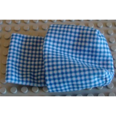 blue duplo cloth sleeping bag with white checkered pattern
