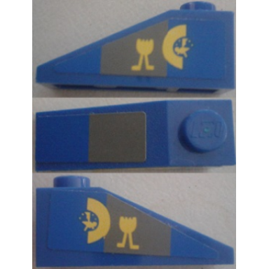 blue slope 33 3 x 1 with blue and gray panels on top and sides and yellow markings on sides pattern stickers - set 7962