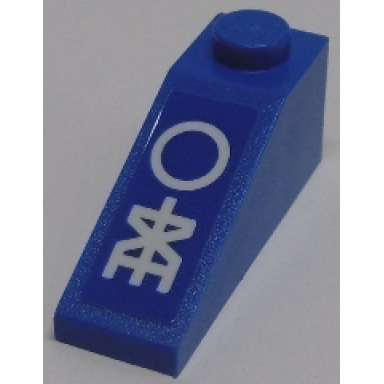 blue slope 33 3 x 1 with white circle and stylized ninjago logogram jay pattern sticker - set 70614