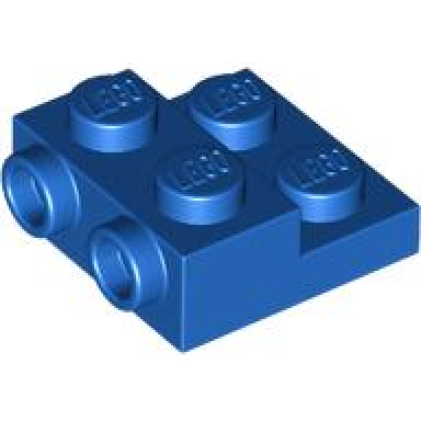 blue plate modified 2 x 2 x 2 3 with 2 studs on side - hollow bottom tube