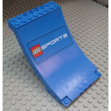 blue sports arena section skateboard ramp with lego sports logo pattern sticker - set 3433