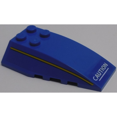 blue wedge 6 x 4 triple curved with white caution and yellow stripe pattern model right side stickers - set 70614
