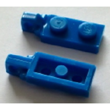 blue hinge plate 1 x 2 locking with 1 finger on end with bottom groove