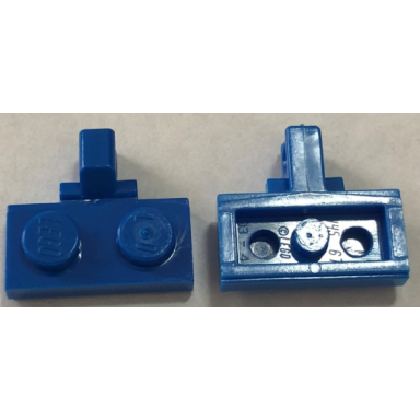 blue hinge plate 1 x 2 locking with 1 finger on side with bottom groove