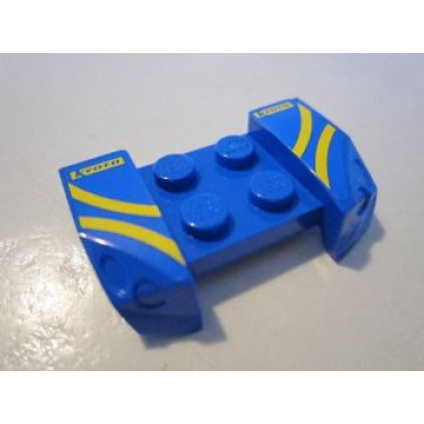 blue vehicle mudguard 2 x 4 with headlights overhang with yellow stripes and kyoto on blue background pattern on both sides stickers - set 8495