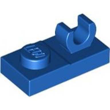 blue plate modified 1 x 2 with open o clip on top
