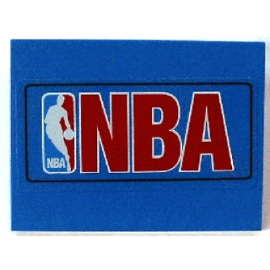 blue slope 10 6 x 8 with nba logo red pattern sticker - sets 3432 3433