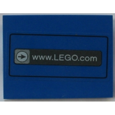 blue slope 10 6 x 8 with www.lego.com pattern sticker - set 3432