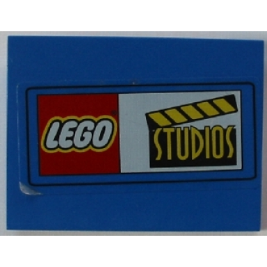 blue slope 10 6 x 8 with lego logo and studios pattern sticker - set 3432