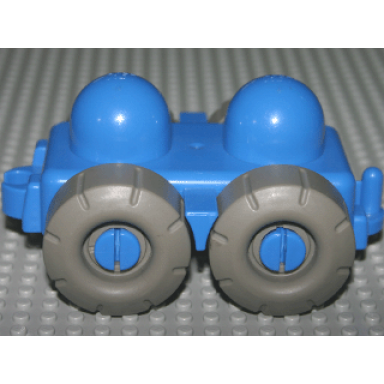 blue primo vehicle wagon with tow hitches mud flaps and treaded tires