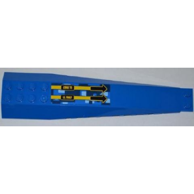 blue wedge 16 x 4 triple curved with reinforcements with ll 7067 and 2 black arrows pattern sticker - set 7067