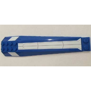 blue wedge 16 x 4 triple curved with reinforcements with white stripes pattern stickers - set 75087